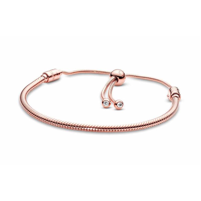 Pandora Rose gold Moments slider snake-shaped synthetic cubic zirconia bracelet for women 587125CZ-2