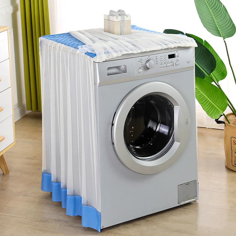1PC Tulle Dust Cover Polyester Washing Machine Cover Protector Cover Washing Machine Dust Cover