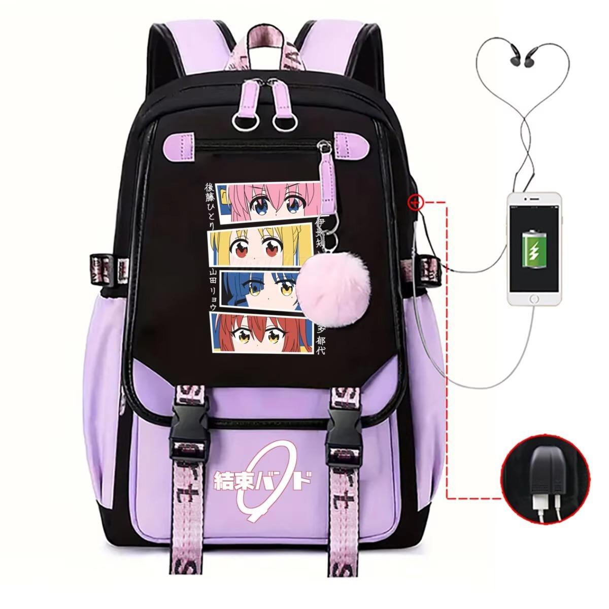

Animation Korean version student schoolbag junior high school student two-dimensional trend college wind leisure travel USB backpack Average Size