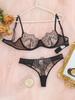 "Sexy Sheer Mesh Patterned Three-Point Underwear Set"