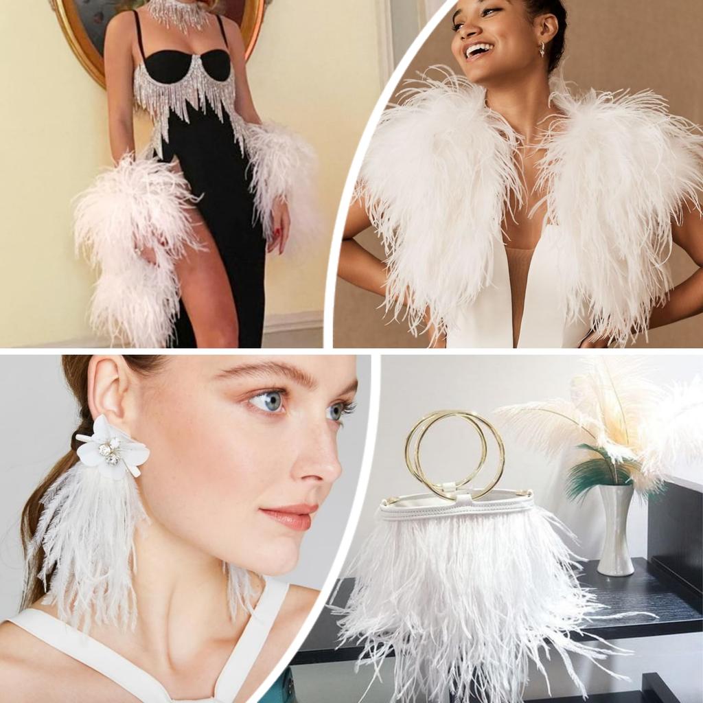 1M Ostrich Feathers Trim High Quality 8-10cm Feather Ribbon Fringe DIY Sewing Dress Clothes Decorations