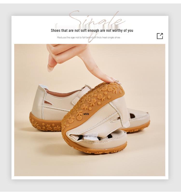 Plus Size Summer Retro Sandals: Soft Sole Velcro Beach Shoes for Women