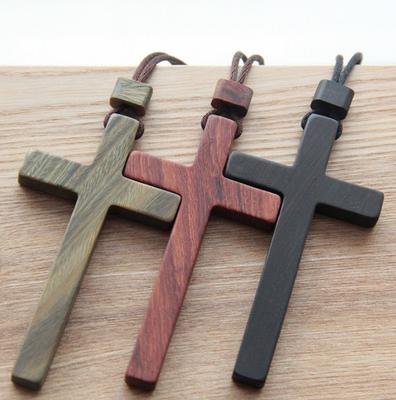 Christian Sandalwood Necklace Cross Solid Wood Necklace Christian Crafts Solid Wood Jesus Catholic Rosarios Catolicos