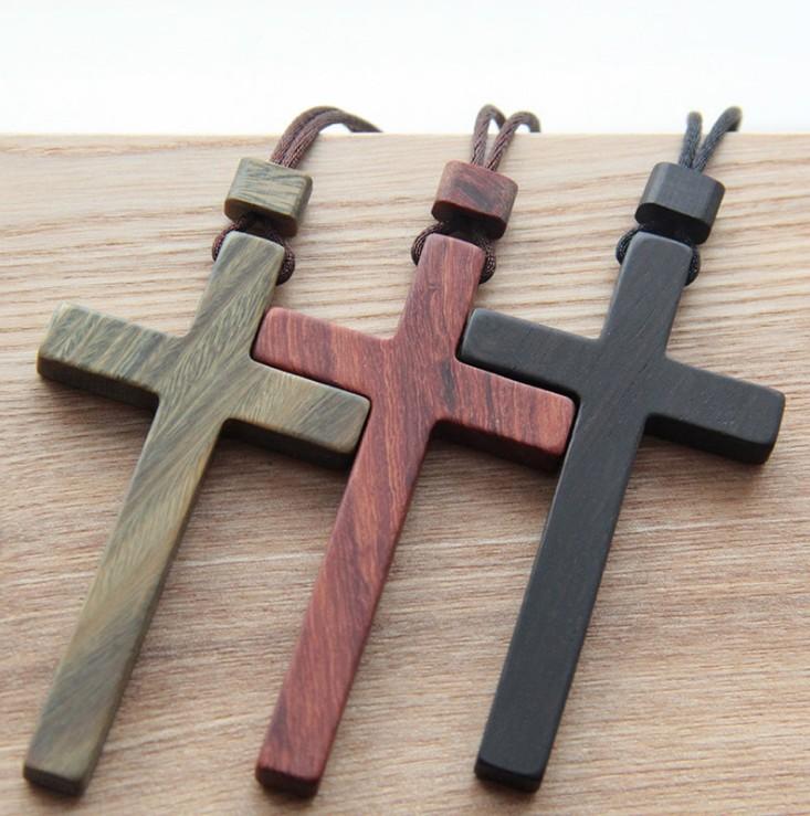 Christian Sandalwood Necklace Cross Solid Wood Necklace Christian Crafts Solid Wood Jesus Catholic Rosarios Catolicos