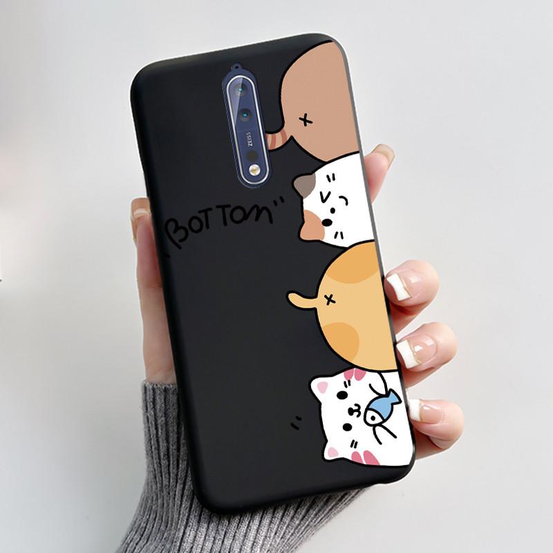 Custodia Per Nokia 8 / Nokia 8 Sirocco Custodia per Telefono Estetica Moda Gatto Carino Nero Opaco Morbido TPU Silicone Copertura Protettiva Paraurti