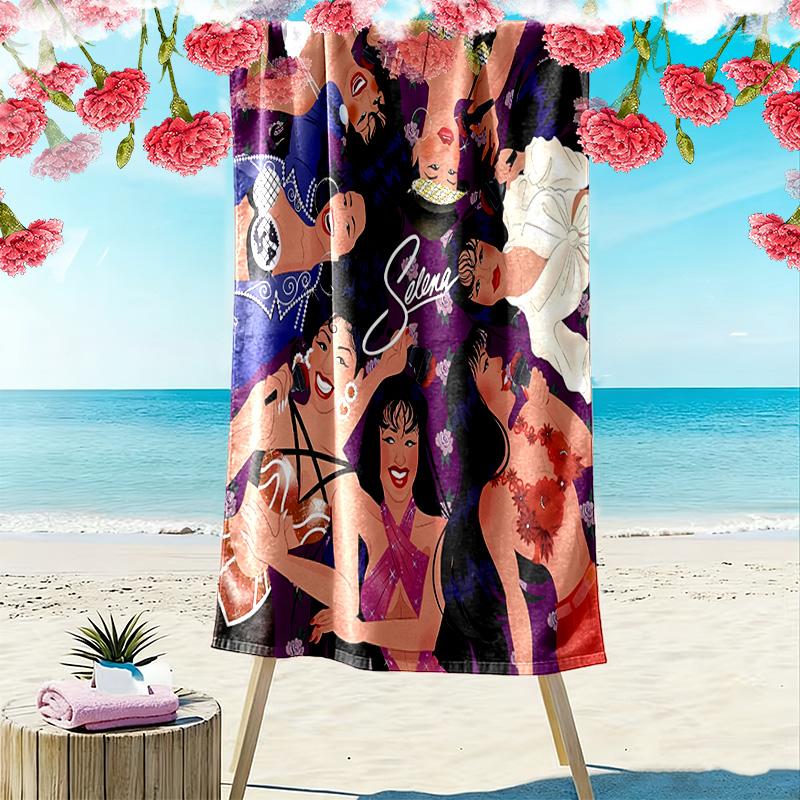 Selena Quintanilla Print Beach Towel, Large Soft Quick Dry Towel for Beach Camping Swimming