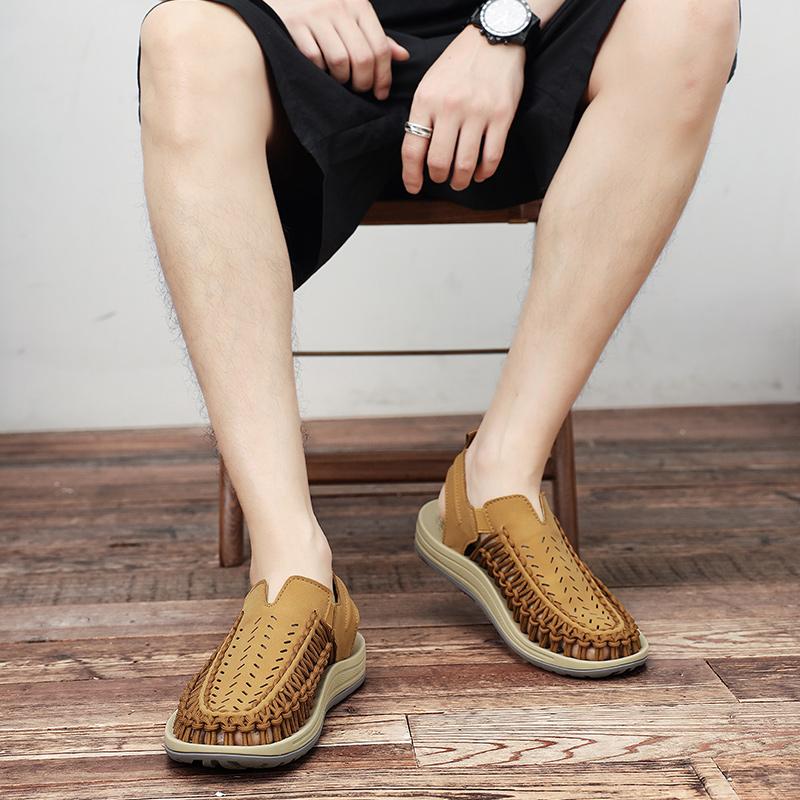 Fashion Hot Sale Men's Artisan Woven Sandals Vintage Style Summer Slippers Durable Sole & Comfortable Casual Outdoor Slippers Size 38-45