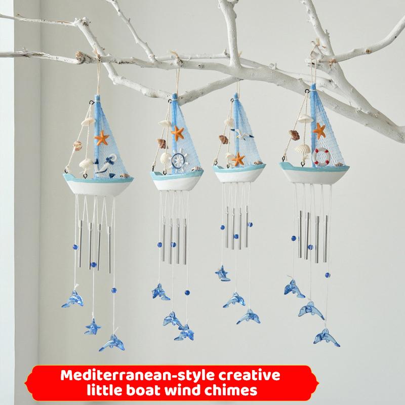 Mediterranean Style Creative Wind Chimes, Small Boats, Sailboat Decorations, Wooden Sailboat Models, And Hanging Ornaments