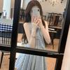 French sweet blue and white plaid lace-up sleeveless bow v-neck dress women's new short skirt temperament pleated skirt