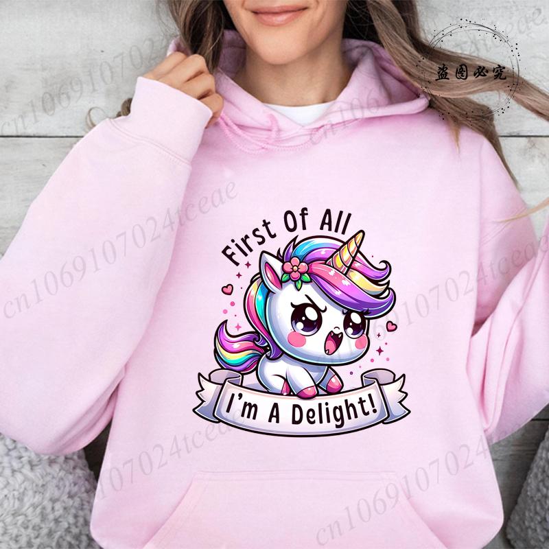 Women Hoodies Funny Unicorn Sarcastic Print Hoodie Fashion Clothing Casual Female Sweatshirts Funny Unicorn Fashion Streetwear