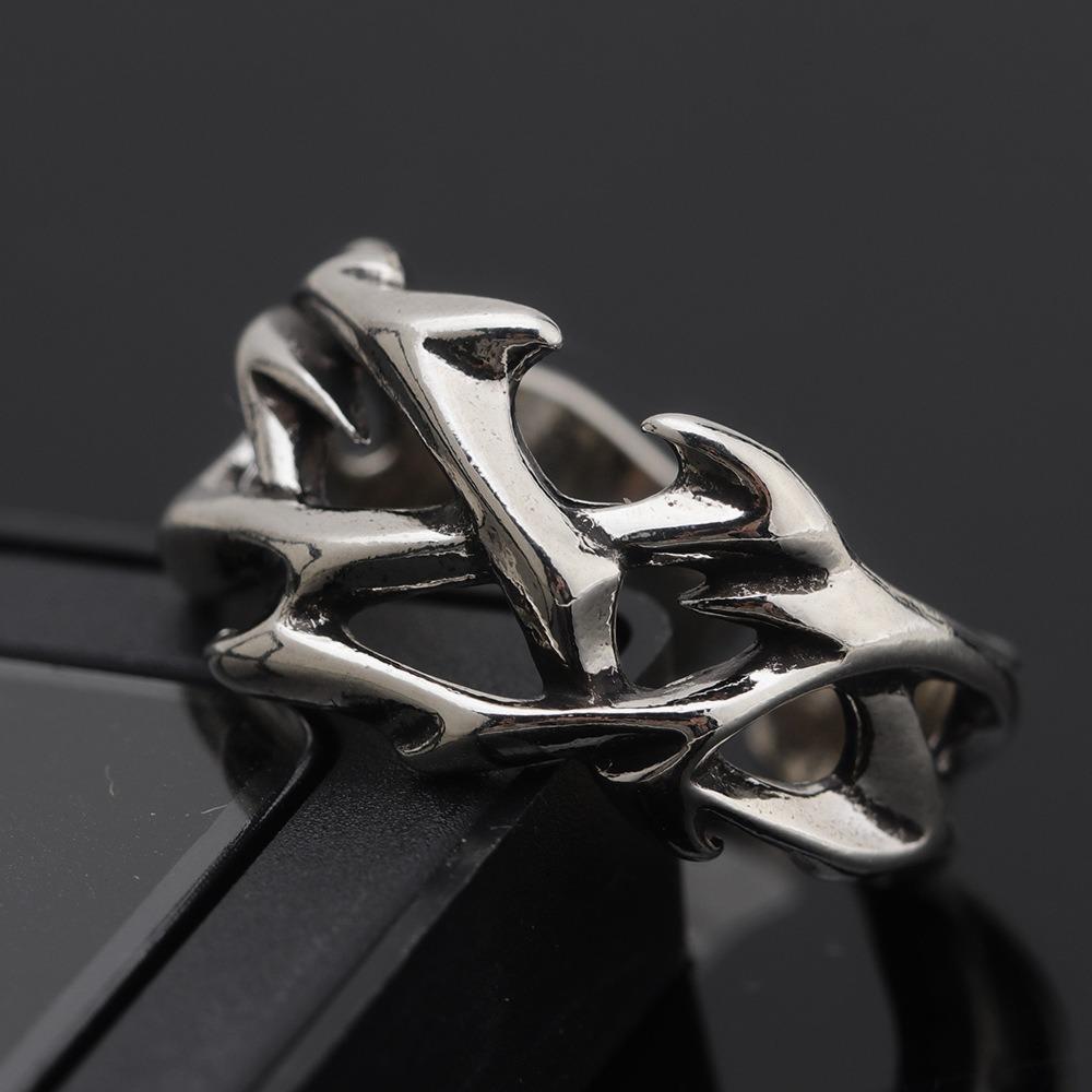 Creative Retro Irregularity Thorns Stainless Steel Opening Rings Gothic Punk Finger Ring for Men Women Personality Jewelry Gifts