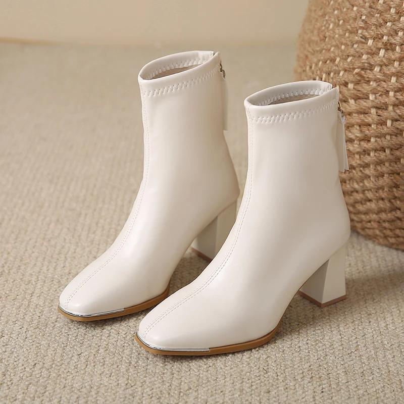 Women's Shoes 2024 High Quality Ankle Women's Boots Fashion Back Zipper Office and Career Hot Sale Solid Shoes for Women Zapatos