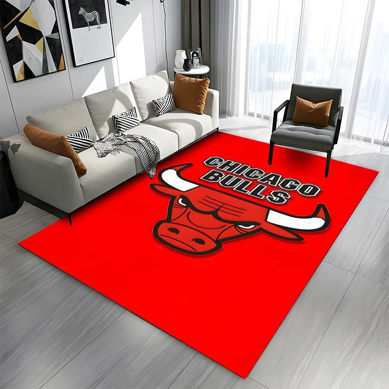 Chicago Bulls Red Bull Logo Design Patterned Carpet a Non Slip Rug Suitable for All Seasons and Any Setting, Gift
