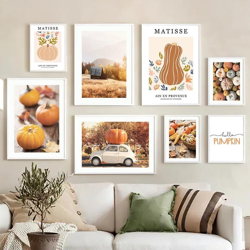 Autumn Natural Pumpkin Car Field Matisse Abstract Posters Prints Wall Art Canvas Painting Wall Pictures For Living Room Decor