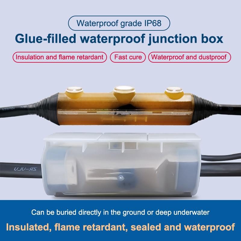 Outdoor 1KV Glue Filled Waterproof Junction Box IP68 Rated High Voltage Resistant for Outdoor Cable Wire Connection