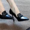 Fashion 2025 Early Spring New High Heels for Women's Sexy Leather Small Square Buckle Pointed Toe Shallow Mouth Elegant Slim Heels Shoes