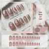 Cat Eye Press-On Nails: Luxurious Nail Art Tips with Stone Glass Beads In Long & Short Whitening Styles