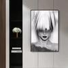 Mode Mädchen Schwarz Weiß Kunst Rote Lippen Leinwand Malerei Für Wohnzimmer, Mädchen Zimmer Sexy Mädchen Nodic Kunst Dekorative Bilder