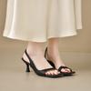 Fashion 2025 New Women French Peep Toe Slingback Sandals Thin Heel Square Toe Middle Heels Dress Shoes Sexy Office Work Pumps for Summer