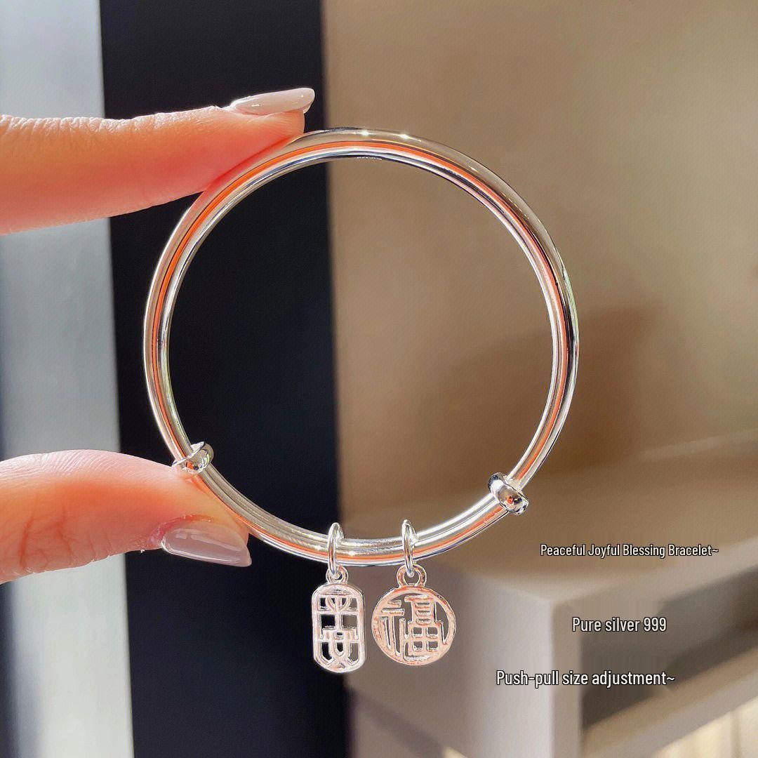 

Браслет з чистого срібла 999.9 - Жіночий браслет зі стерлінгового срібла, Подарунок на День святого Валентина Qixi для дружини або дівчини