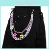 Multicolor Acrylic Waist Chain With Double Star Pendant For Casual Streetwear