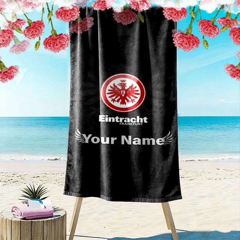 Eintracht Frankfurt Benutzerdefinierter Name Druck Strandtuch, Großes Weiches Schnelltrocknendes Handtuch für Strand Camping Schwimmen