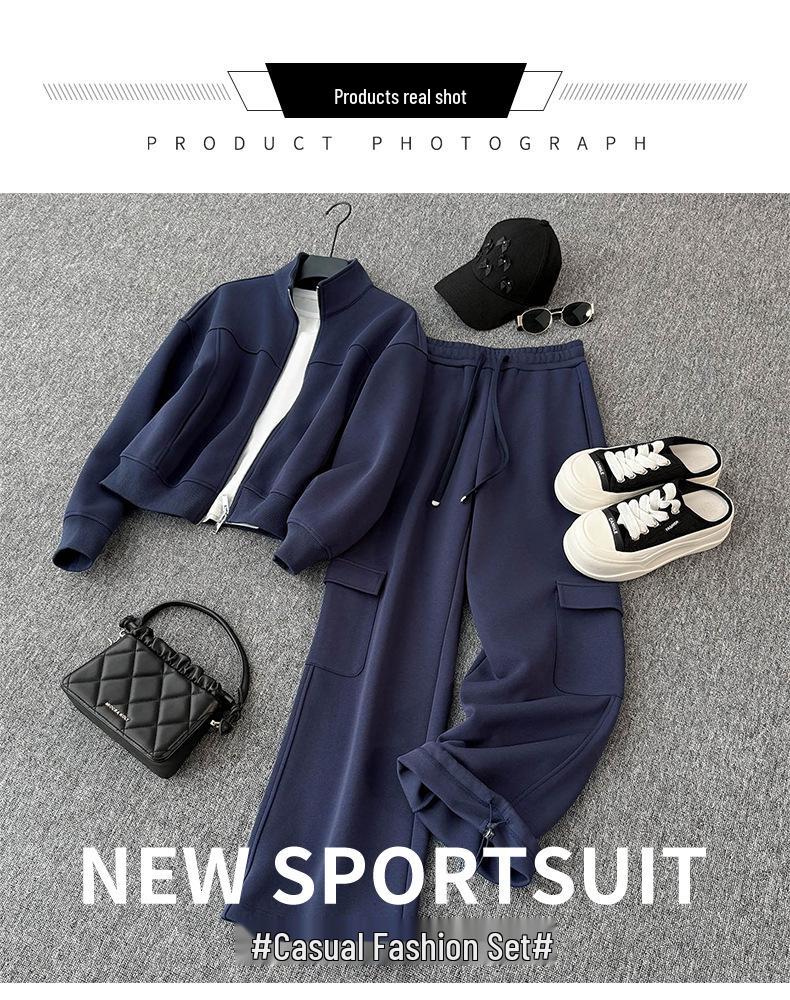 Korean-Style Women's Spring/Autumn Sportswear Set: Loose Hooded Sweatshirt & Wide-Leg Pants