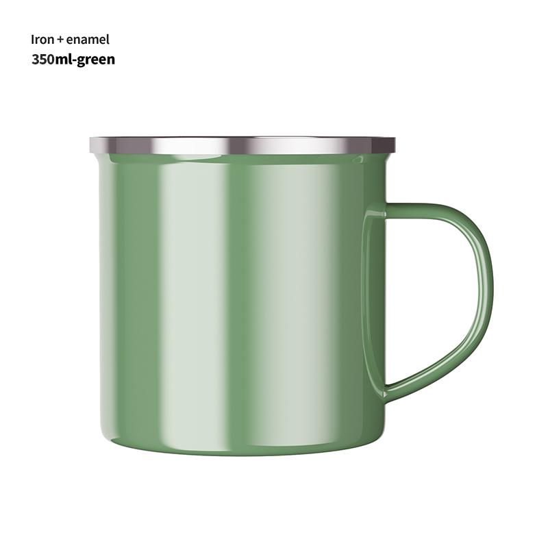 

Эмалированная кружка чистого цвета, винтажная кофейная чашка, дорожная чашка для чая, чашки для воды и молока, портативные походные кружки с ручкой, кухонная посуда для напитков 301-400ml зелёный