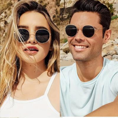Nicht polarisierte Retro Einfache Vielseitige Punk Runde Metallrahmen Sonnenbrille, für Männer Frauen Outdoor Party Urlaub Reise Fahren
