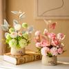 Hydrangea Artificial Flower Bonsai Ranunculus Maintenance-Free Green Grass Potted Photo Props Multicolor