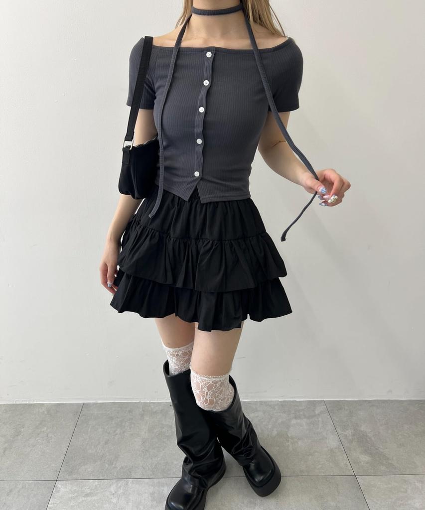 WEGO PHILLY Mini Solid Size Black Skirt, Color, Tiered, Girly, Casual, Spring/Summer Clothes, Women's, F,