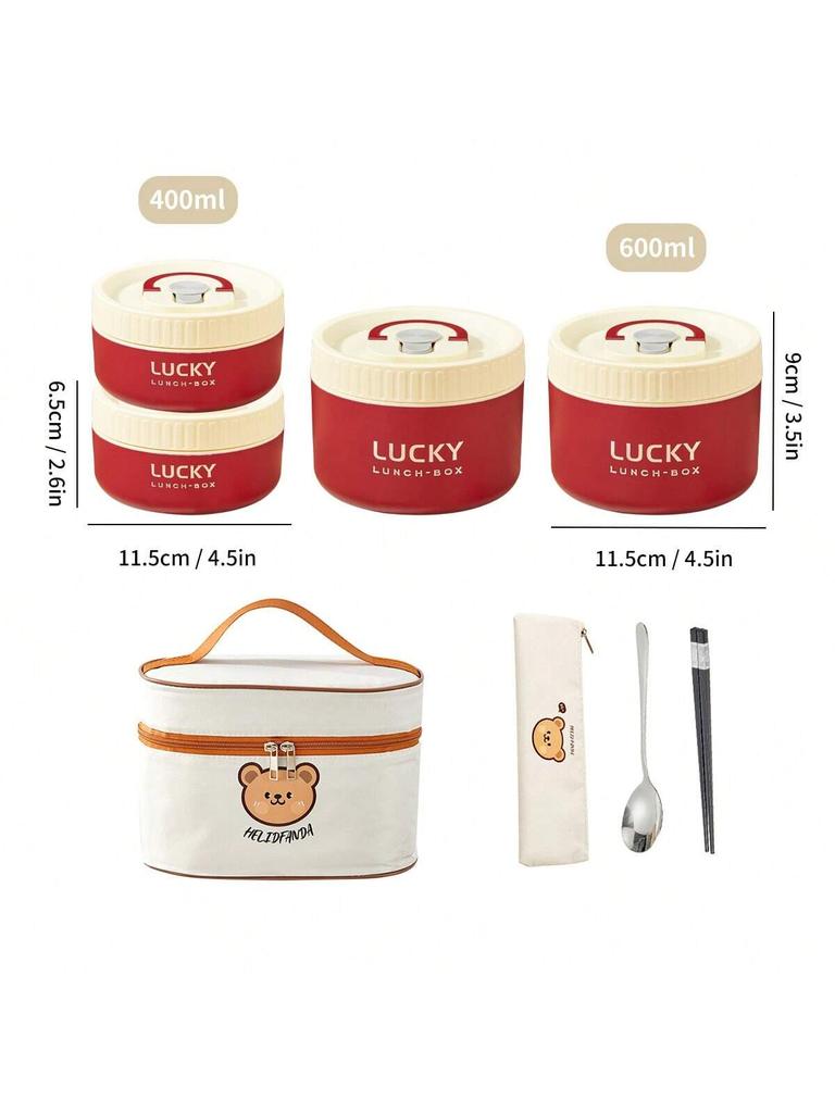 WORTHBUY Portable Insulated Lunch Box 304 Stainless Steel Thermal Bento Box Leak Proof Microwave Safe Salad Food Container Box