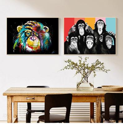 Graffiti Cute Monkey Canvas Painting Colorful Printed Poster and Prints Painting Wall Pictures For Living Room Home Decorations No Frame
