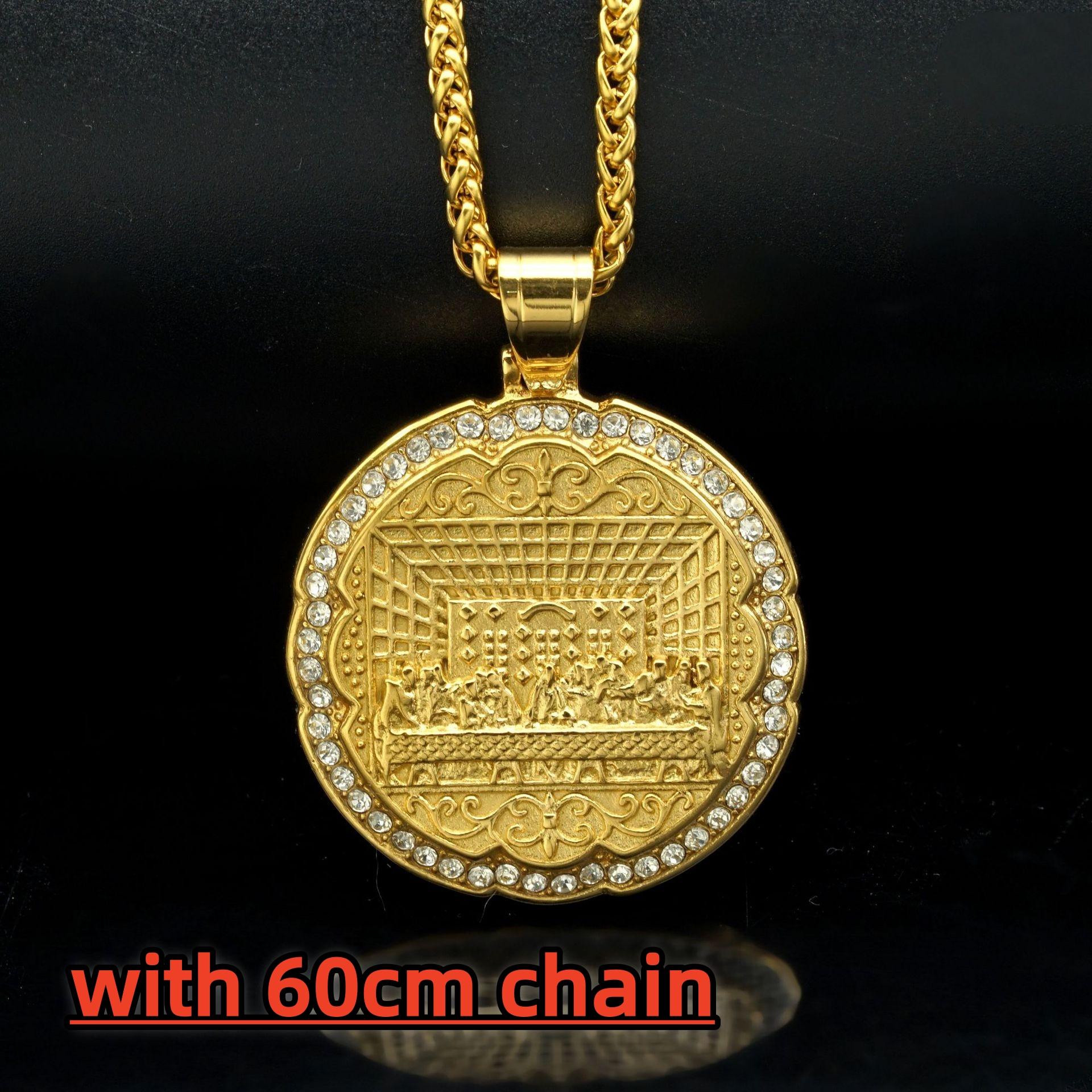 

1PC Catholicism The Last Supper Jesus 316L Stainless Steel with Rhinestone Necklace Women Men Pendant Female Jewelry