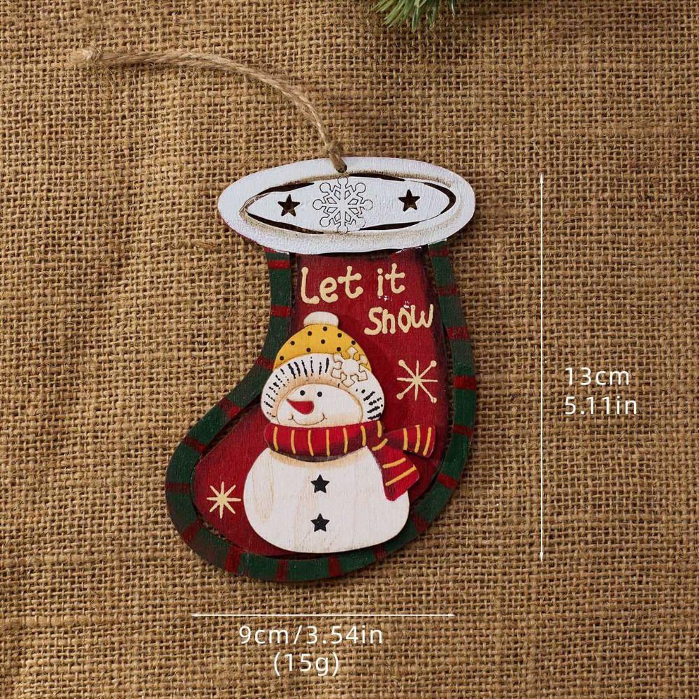 Hand Painted Gift Tag Pendant Rustic Christmas Hanging Charm Cute Christmas Tree Decor  Festival