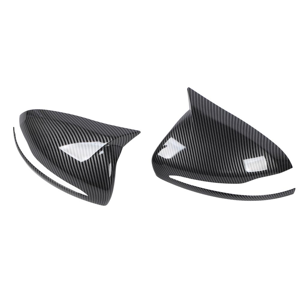 1 Pair Carbon Fiber Style Side Mirror Cover Left Right Ox Horn Style Rearview Mirror Cap