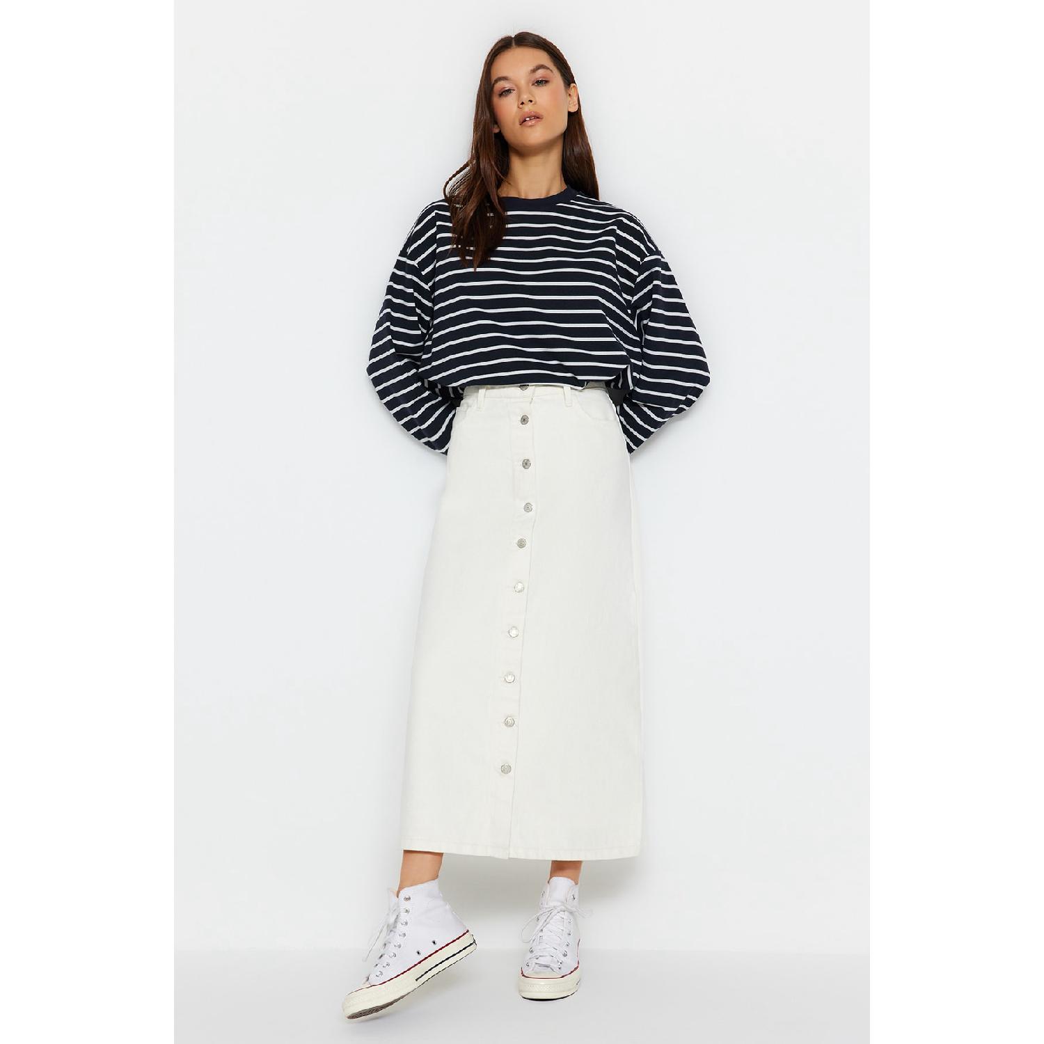 

Джинсовая юбка с застежкой на пуговицы цвета экрю Tctss23ee00024 36 экрю