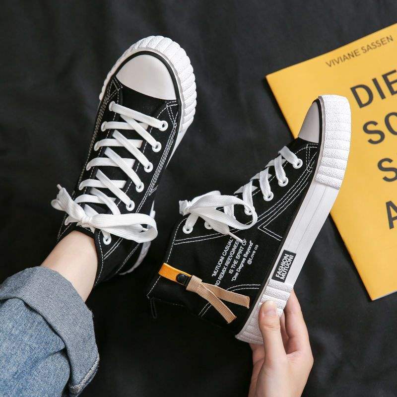 High-top Canvas Shoes Women's Velvet Korean Version Versatile 2025 Winter Warm Two Cotton Shoes Hyunya Wind Student Flat Baseplate Shoes