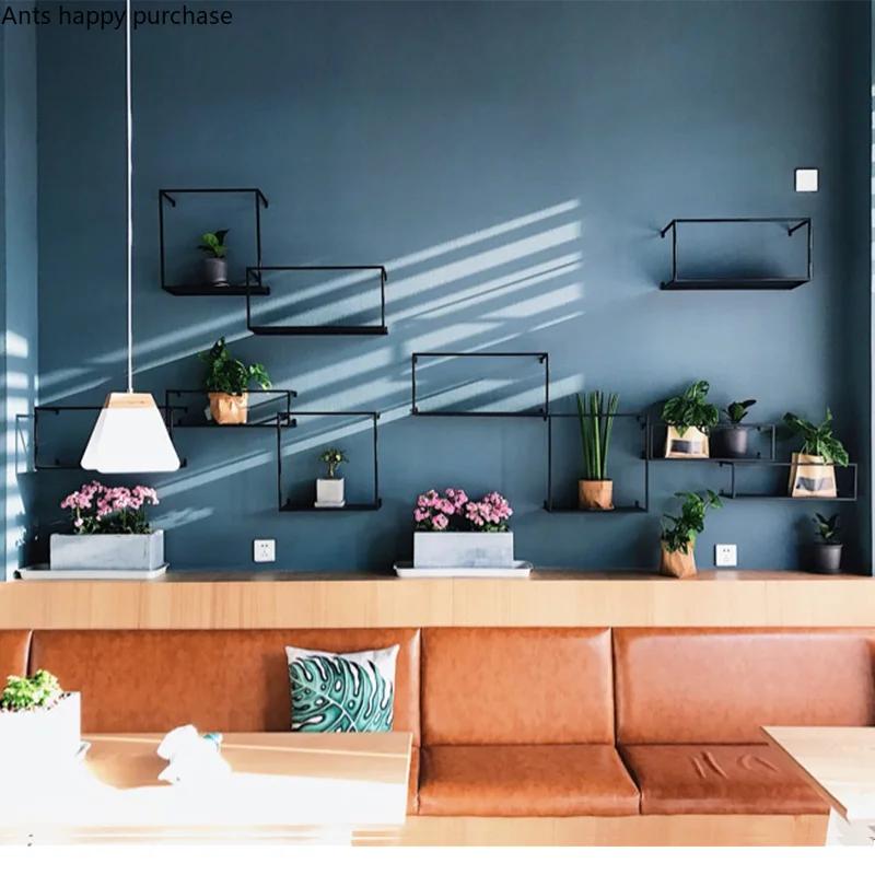 Wall Wrought Iron Shelf Home Storage Rack Living Room Shelf Background Wall Decoration Partition Potted Plant Frame Book Rack