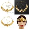 Fashion Simulation Gemstone Decoration Circular Tassel Design Gold Headwear For Womens Travel Gift