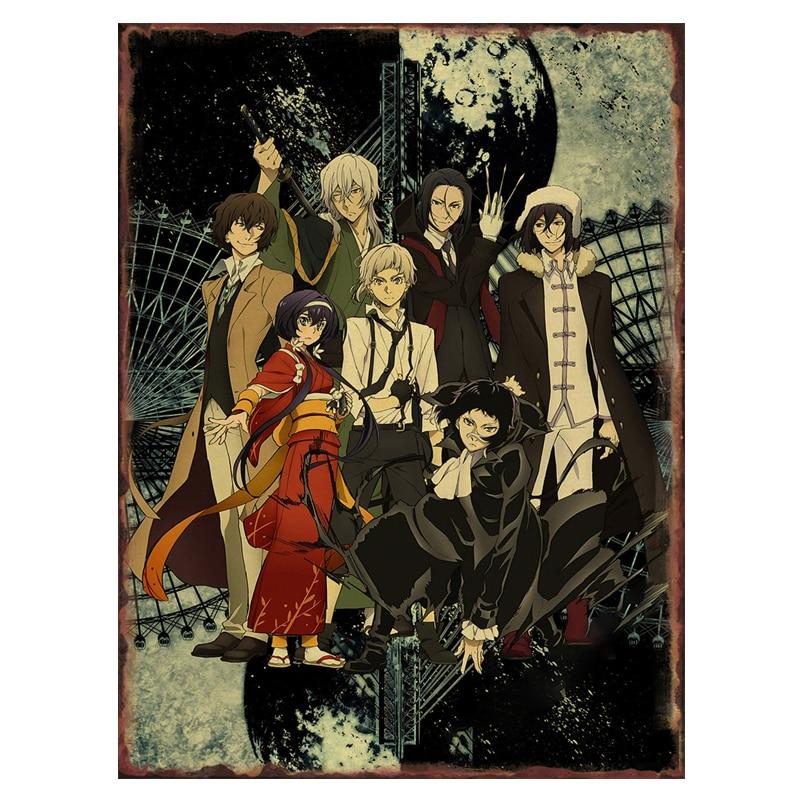 Stray Dogs Anime Metal Tin Sign Poster Vintage Home Decor for Living Room Bedroom Cafe Bar Club Comic Market Iron Plate Wal