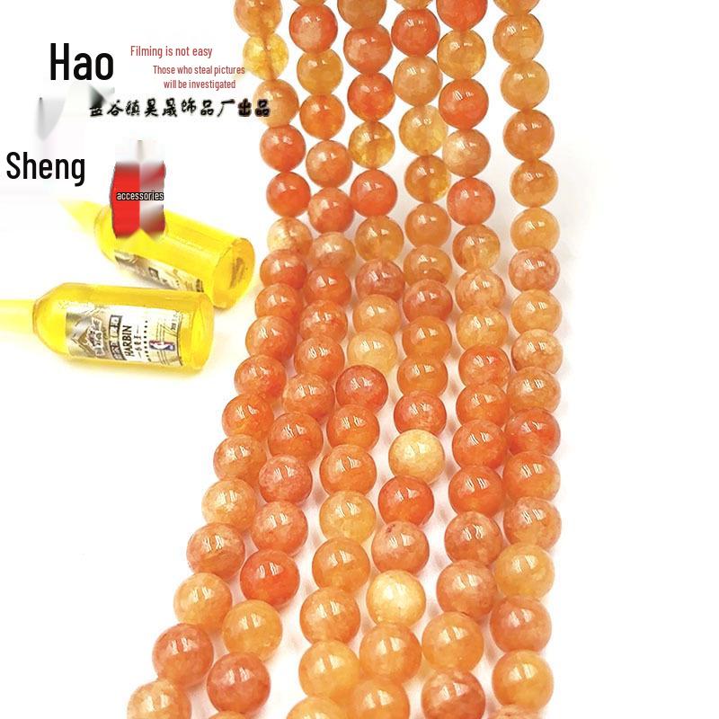 Golden Sun Orange Natural Stone Round Beads for DIY Ancient Style Hairpins, Trendy Earrings, and Tassel Accessories