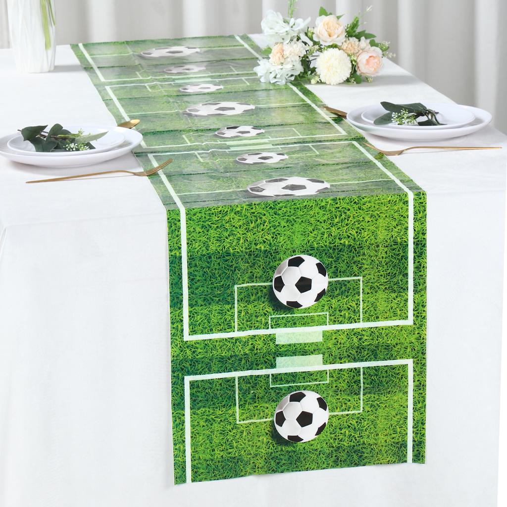 Soccer Themed Table Runner Football Birthday Party Decorations Boys Favors Soccer Grass Table Cover Baby Shower Supplies