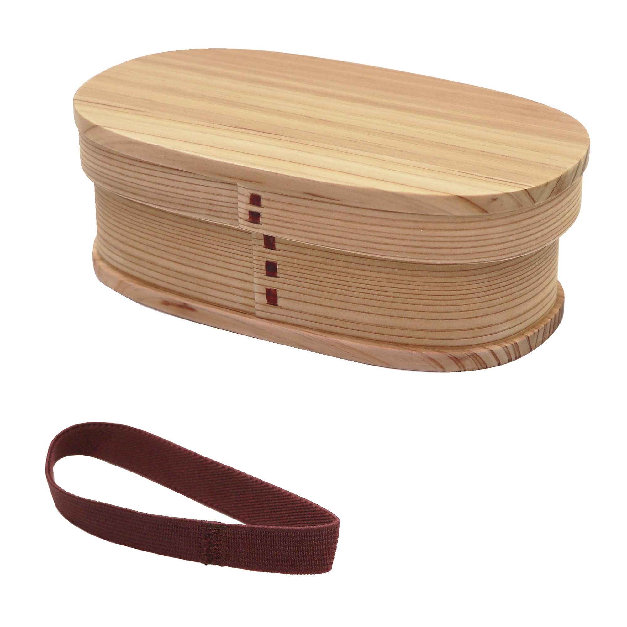 

Osaka Choseido Magewappa Bento Box with Dividers and Lunch Band Brown (Long Oval 400cc, Band)