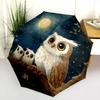Owl  Pattern, Automatic Folding Umbrella, Portable and Foldable Design, 8 Ribs, a Christmas or Birthday Gift.