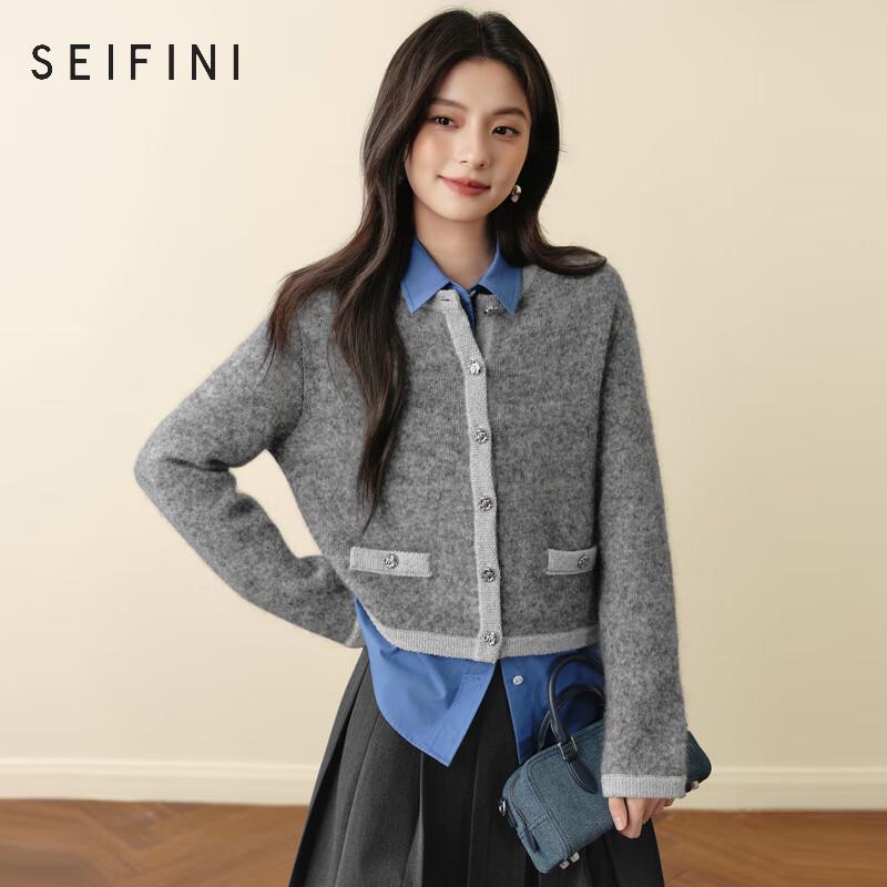 

SEIFINI Elegant Contrast Knit Cardigan M