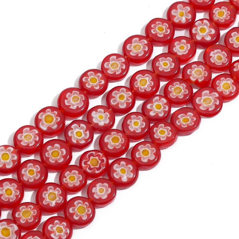 Thousand Flower Glazed Flat Beads for DIY Bracelets, Necklaces, and Earrings