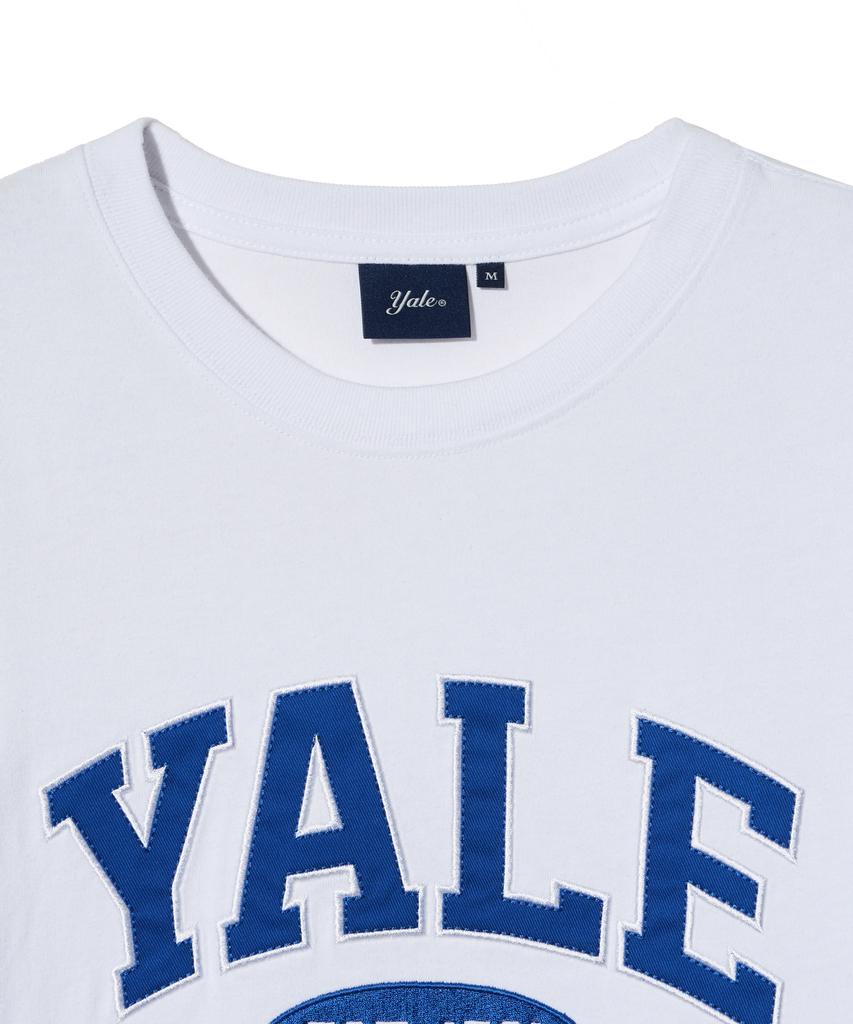 YALE Women'S Two-Tone Arch Crop Short Sleeve T-Shirt White