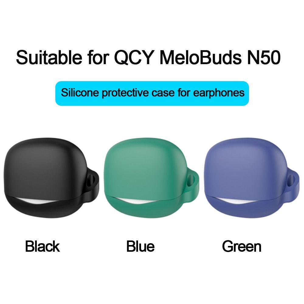 Silicone Earphone Cover with Carabiner Anti-fall Earphone Case Multi-color Dust-proof for QCY MeloBuds N50/ HT12