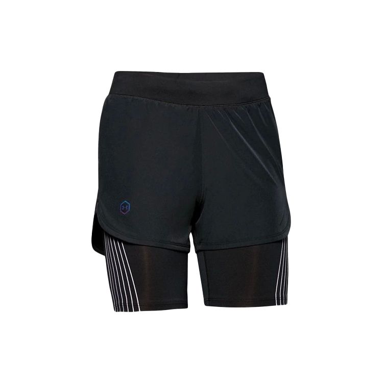 

Under Armour Rush 2-In-1 Running Training Knit Shorts Women Bottoms Black 1350189-001